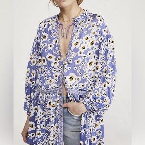 Free People Love Letter Tunic Top Mini Dress Lilac sz Large